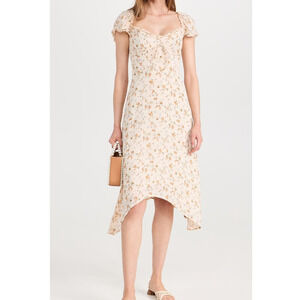 Reformation Maebry Julius White Yellow Floral Midi Dress Size 8